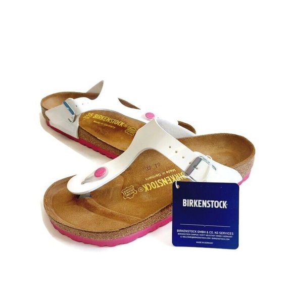 Birkenstock Gizeh Thong Sandals White Patent Sole Pink EU 35 Womens Size 4-4.5 - Picture 6 of 11